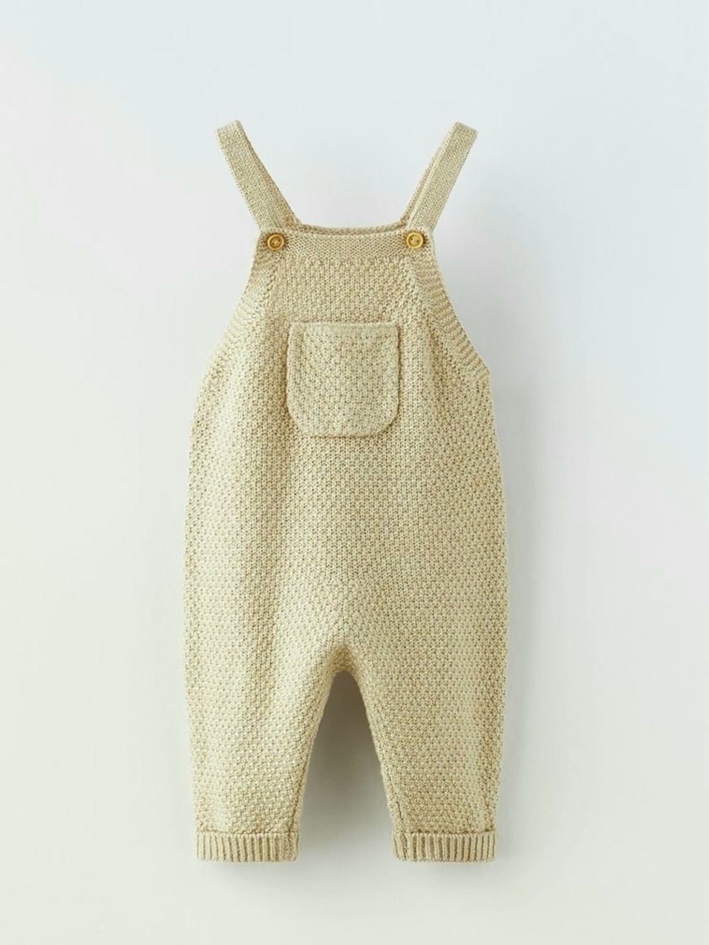 Zara Cream Knit Baby Overalls Sage Green